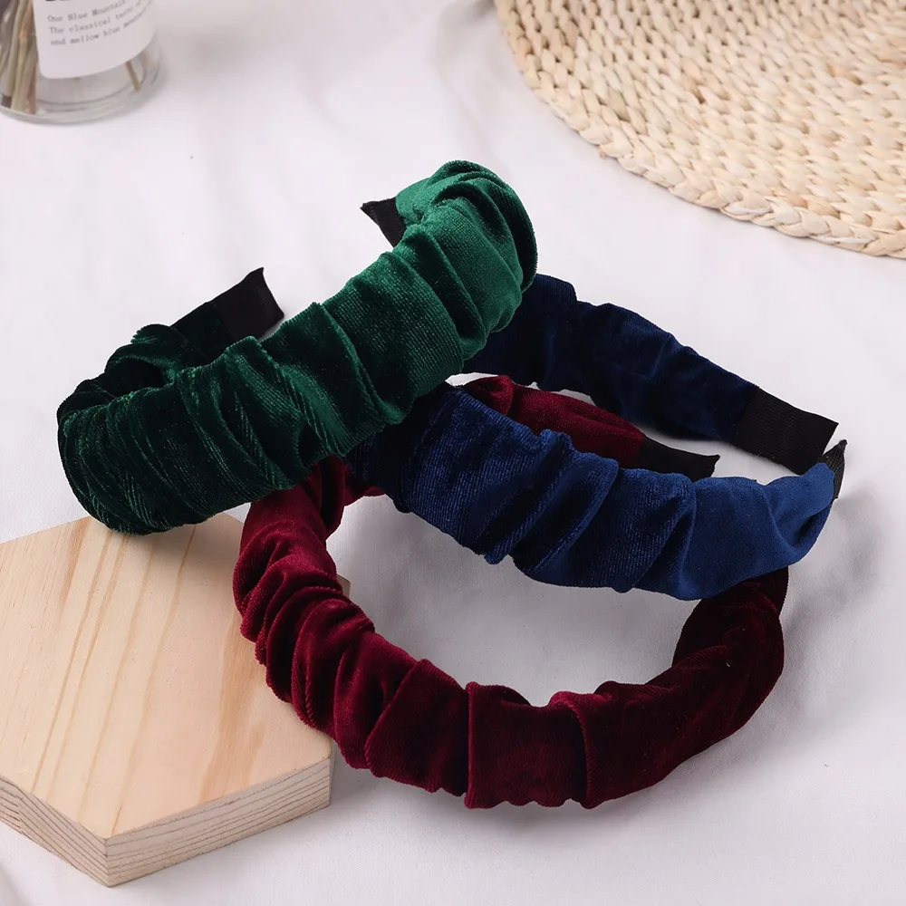 1 шт. винтажная бархатная широкая повязка на голову зимняя женская