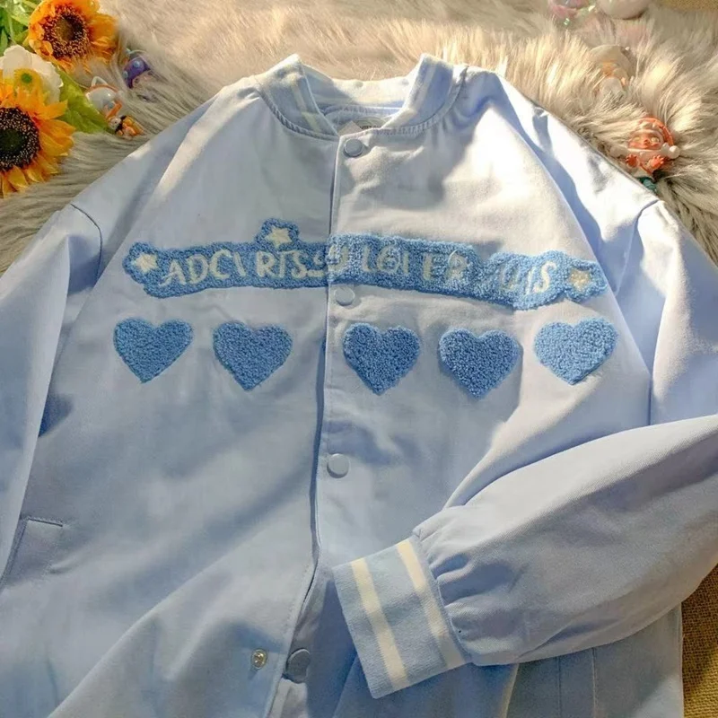 

Женская бейсбольная форма Love с вышивкой, Осень-зима, корейский шикарный дизайн, маленький размер