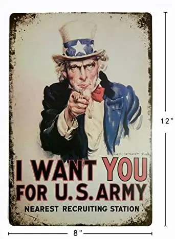 

I Want You for U.S. Retro Vintage Decor Metal Tin Sign 30x20cm