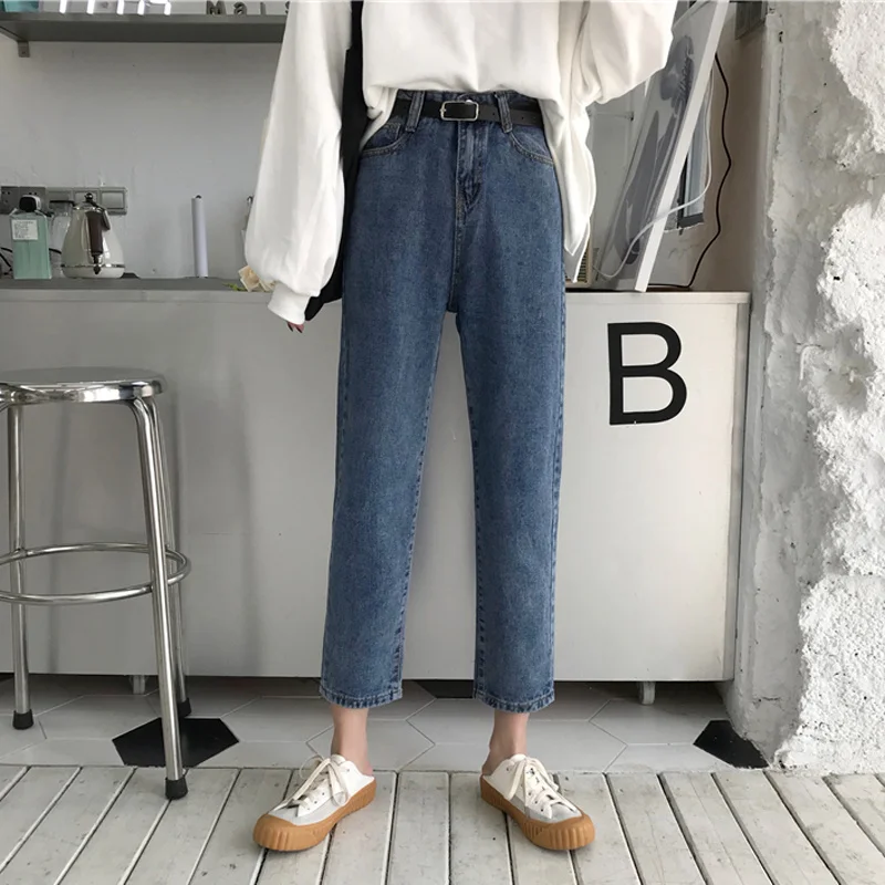 

Denim Pants Autumn Women's Clothing Korean Chic Loose And Versatile Jeans High Waist Slim Point Pants Straight Pants Wide