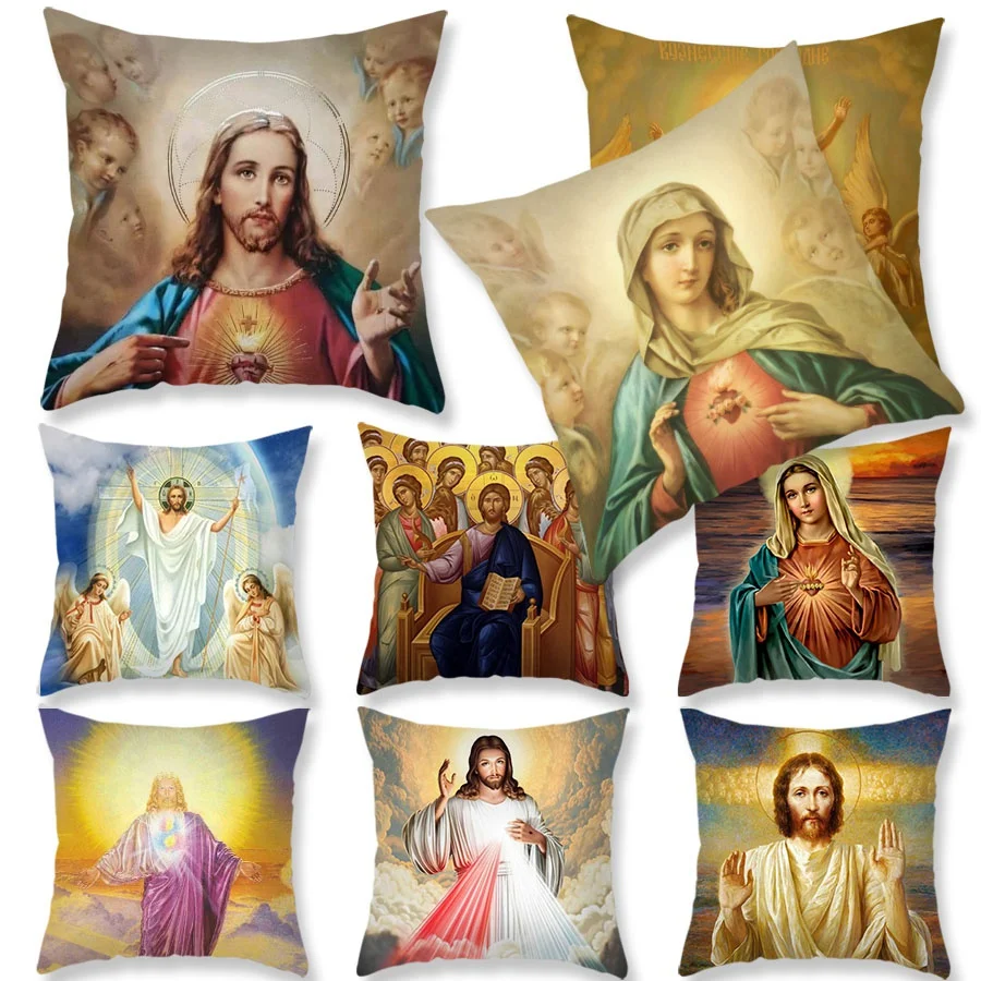 

Наволочка с изображением девы Марии, 45X45 см, полиэстеровый чехол для автомобильной кровати, диванной подушки (без подкладки)