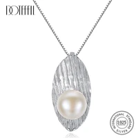 doteffil new women necklace pearl pendants 925 silver necklace chain natural freshwater pearl jewelry link women christmas gift