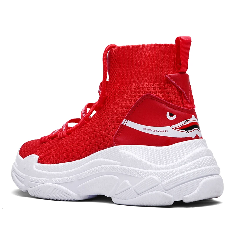 Мужские и женские ботинки с высоким берцем мотоциклетные Красные кроссовки на