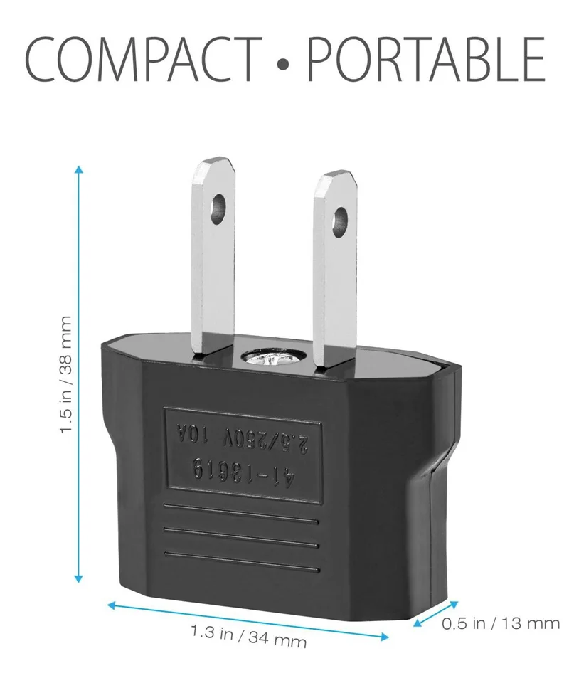 Оптовая продажа черный 250 В 10A маленький американский адаптер питания переходник