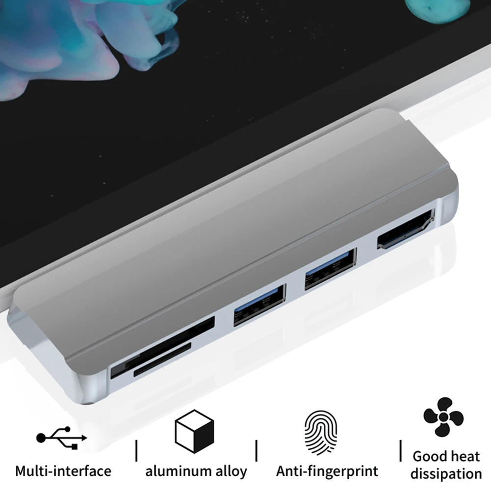 

5 in 1 USB Hub with HDMI-Compatible 2 Port USB 3.0 TF Slot for Surface Pro 5 4 3 5 Ports USB 3.0 Memory Card Slot Reader