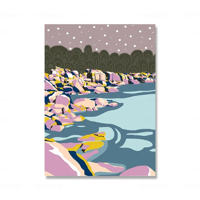 Холст с изображением пляжа Постер и принты пастельный прибрежный абстрактный
