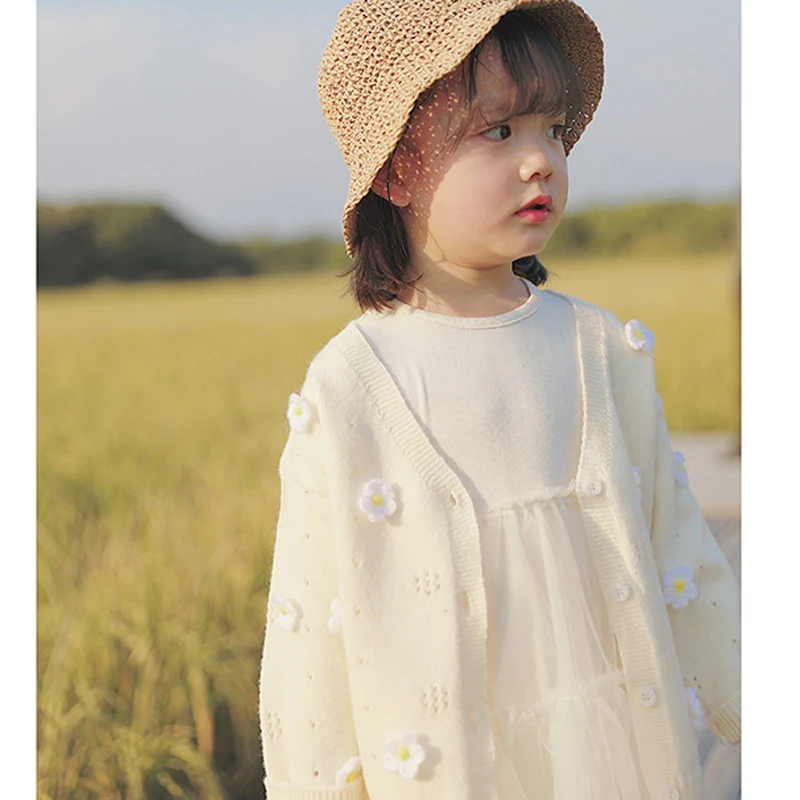 Весенне осенний Детский свитер вязаный для маленьких девочек Модная вязаная