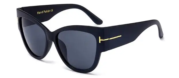 C2 matte black Блестящие черные женские негабаритные солнцезащитные очки Cateye, роскошный дизайн, оттенков, буквы т, винтажные Ретро Очки 90 s, женские UV400 - Цвет линз: C2 matte black