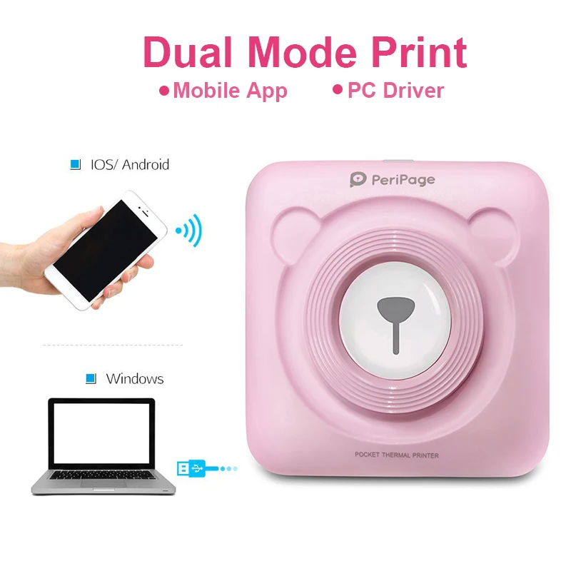 Карманный фотопринтер Peripage A6 200 58 мм портативный мобильный телефон с Bluetooth