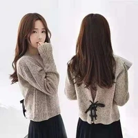 sweater 2020 autumnwinter new round neck short waistband knit sweater women korean style slim fit small all match top
