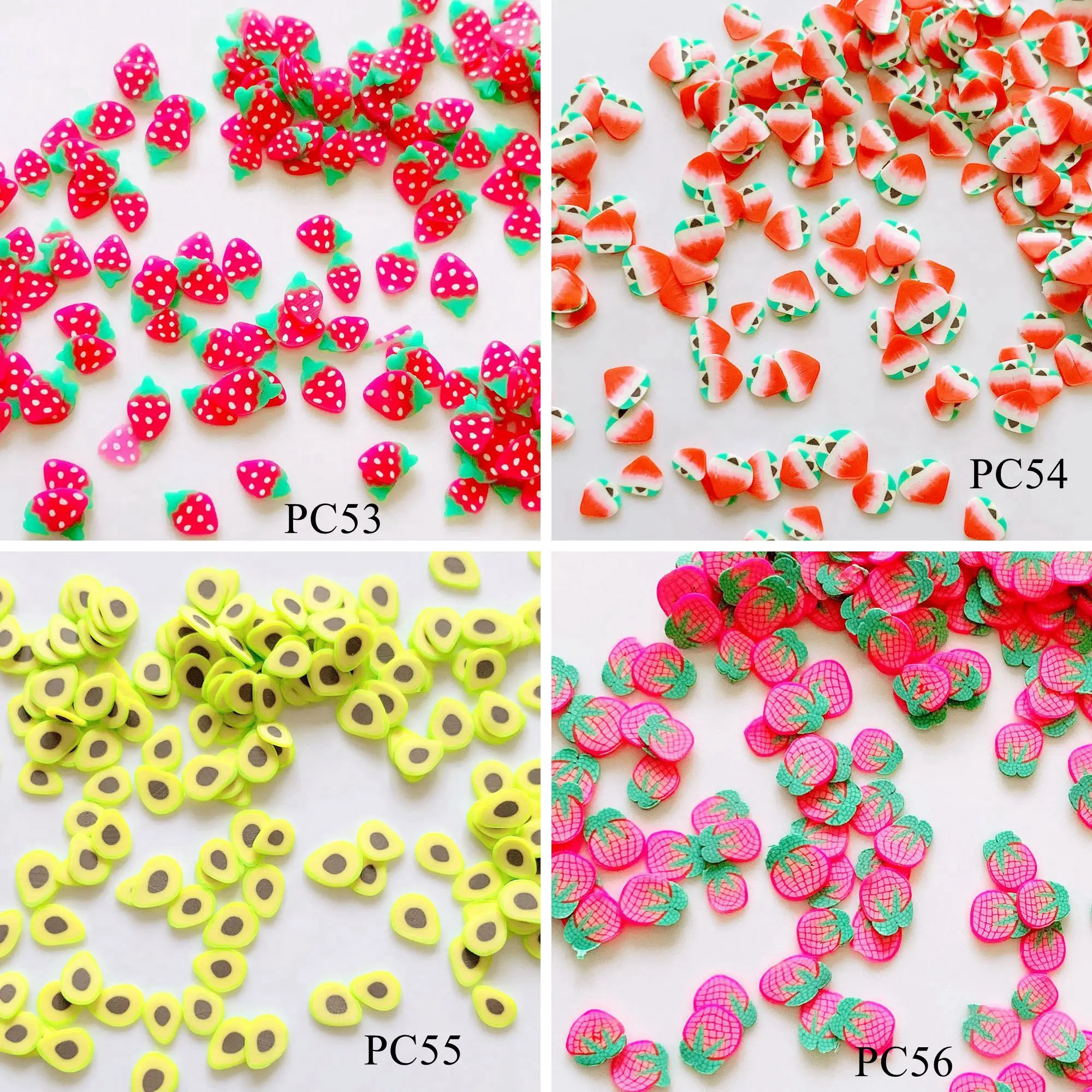 Полимерный стикер из глины 20 г/пакет 3D 5 мм серия фруктов клубника персик ананас