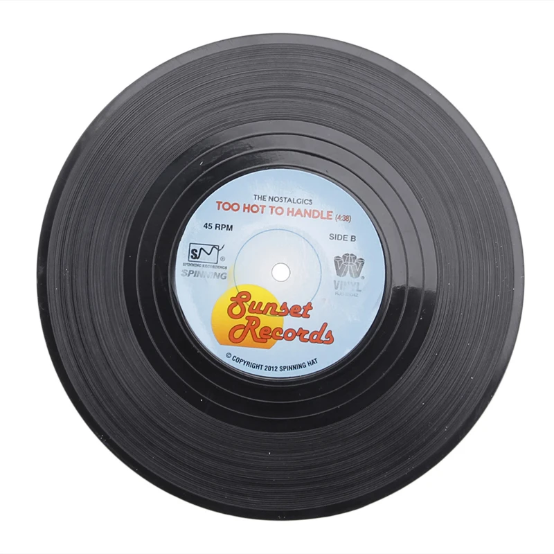

R58B Fashion Vinyl Silicone Record Retro Type Drink Coasters Cup Mats 6pcs/ Set