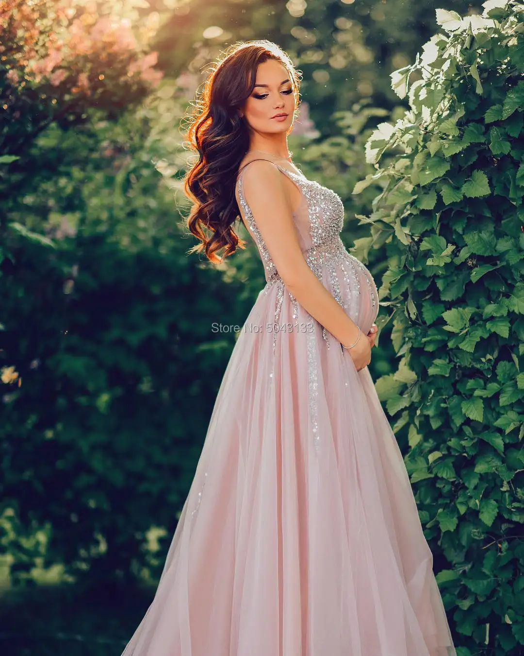 Шикарные Вечерние платья с блестками для беременных 2021 двойной V-образный вырез