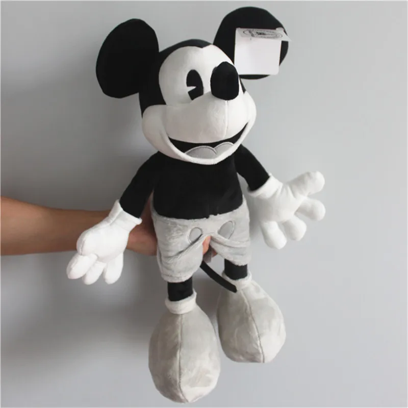 Disney-peluches cl&aacute;sicos de Mickey Mouse para ni&ntilde;os, mu&ntilde;eco de peluche suave de 45cm, en blanco y negro, estilo Retro, ideal como regalo de cumplea&ntilde;os-4