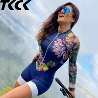 tkck womens triathlon long sleeve cycling jersey sets skinsuit maillot ropa ciclismo bicycle clothing bike shirts go jumpsuit