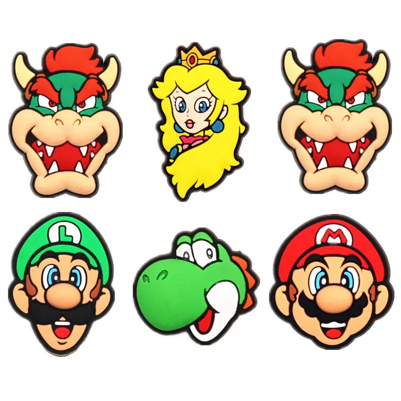 Free shipping 6pcs/set Cartoon Croc Charms PVC Novelty Shoe Accessories Shoe Decoration Buckle fit JIBZ Party X-mas Kids Gift