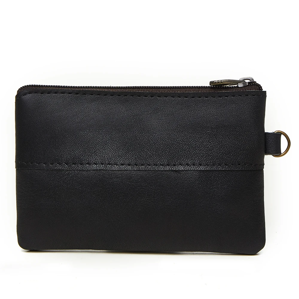 Кошелек для монет и кредитных карт из натуральной кожи с молнией для мужчин и женщин, винтажный, узкий и короткий, новый.