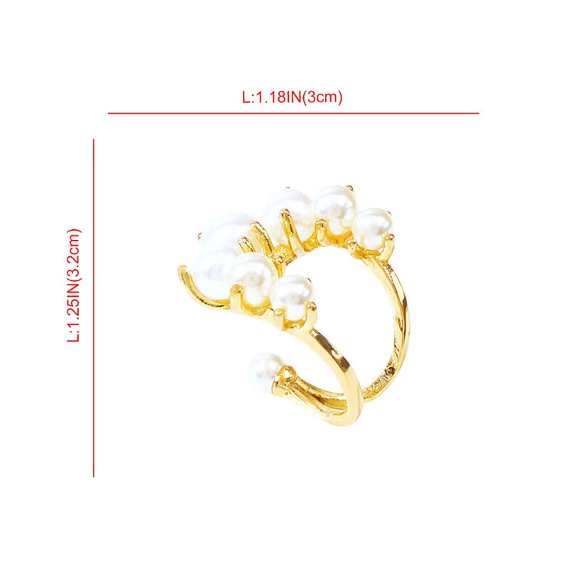 

Personality Cold Wind Adjustable Ring All-match Imitation Pearl Creative C Shape Hand Ring Women Simple Finger Jewelry Gift