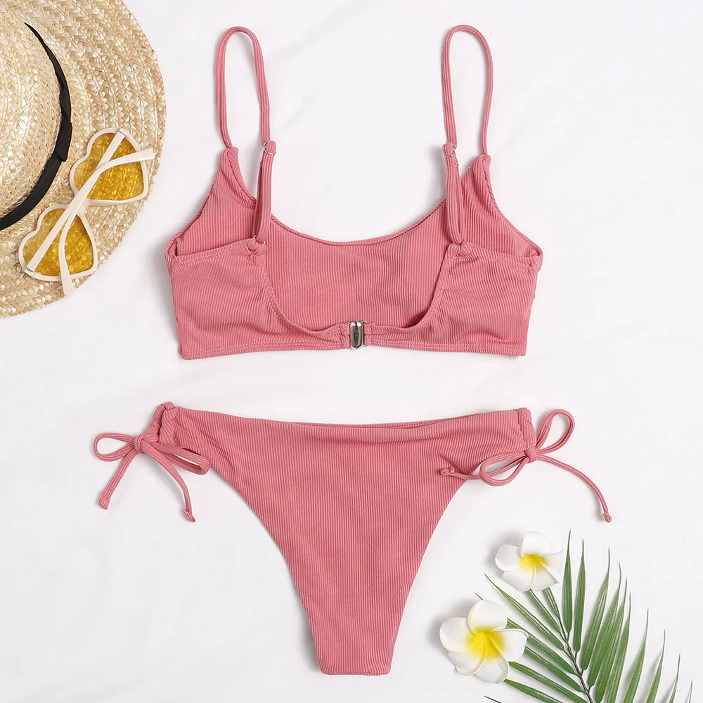 Новый женский модный сексуальный однотонный раздельный двухсторонний пляжный