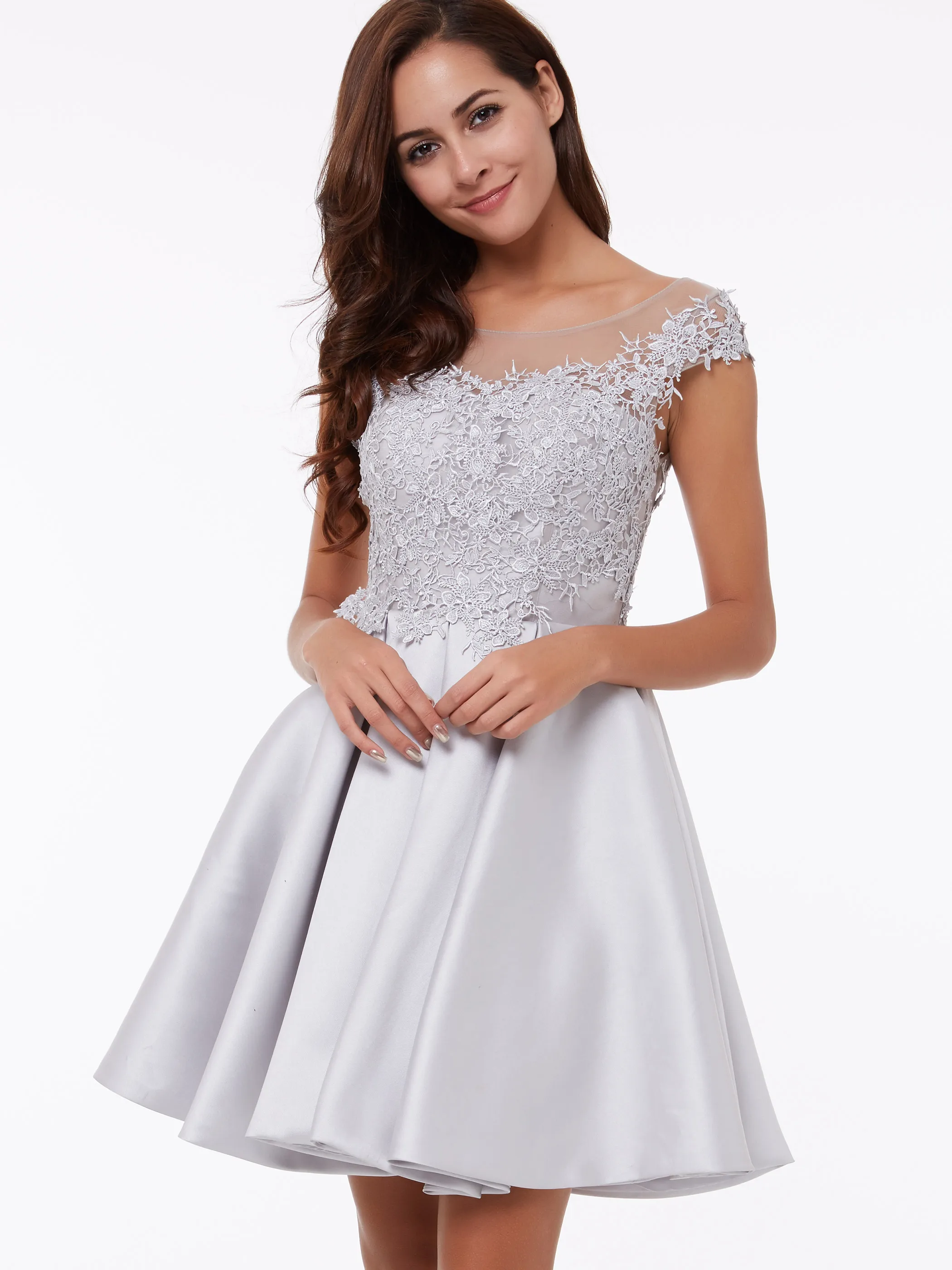 

Female Min Homecoming Dress Plain Summer A Line Short Appliques Cocktail Women's Cocktail Graduation Sweet Lace Party Dresses