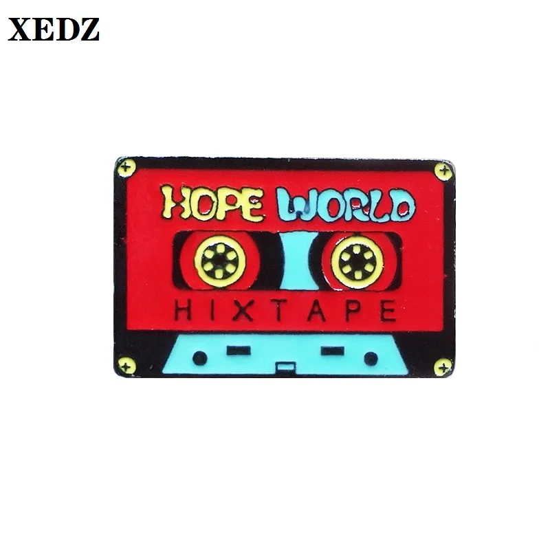 

XEDZ cute tape screw CD music enamel jewelry souvenir pin go tears expression HOPE WORLD fun backpack lapel brooch gift