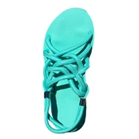 women sandals women 2021 summer comfortable flat braided rope sandals hollow cross casual beach shoes female