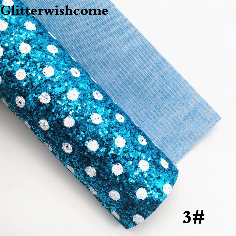 Glitterwishcome 21X29 см A4 размер винил для бантов Печатный горошек массивный блеск кожа ткань винил для бантов, GM192A