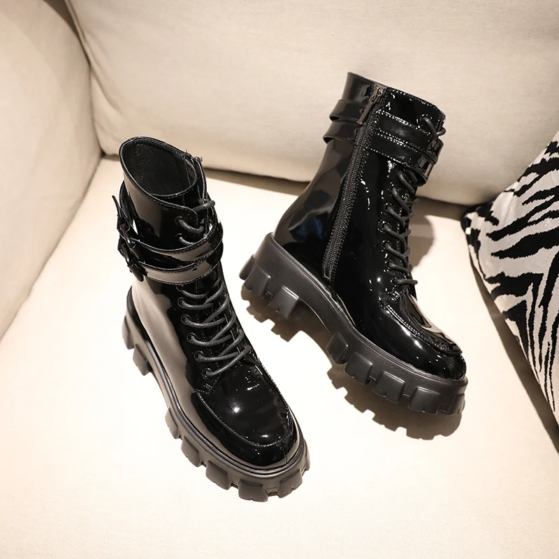 Зимние ботинки на платформе красивые женские кожаные Bota Feminina Botas Mujer ботильоны в