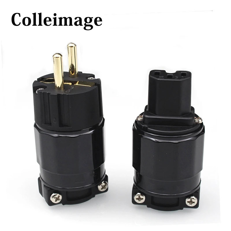 Hifi позолоченный EU Schuko штекер питания из углеродного волокна HiFi штепсельные