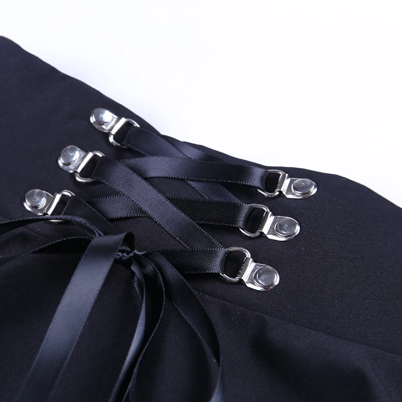 

InsGoth High Waist Pleated Mini Skirts Women Gothic Punk Black Lace Up Skirt Casual Streetwear Solid Feminina A-line Party Skirt