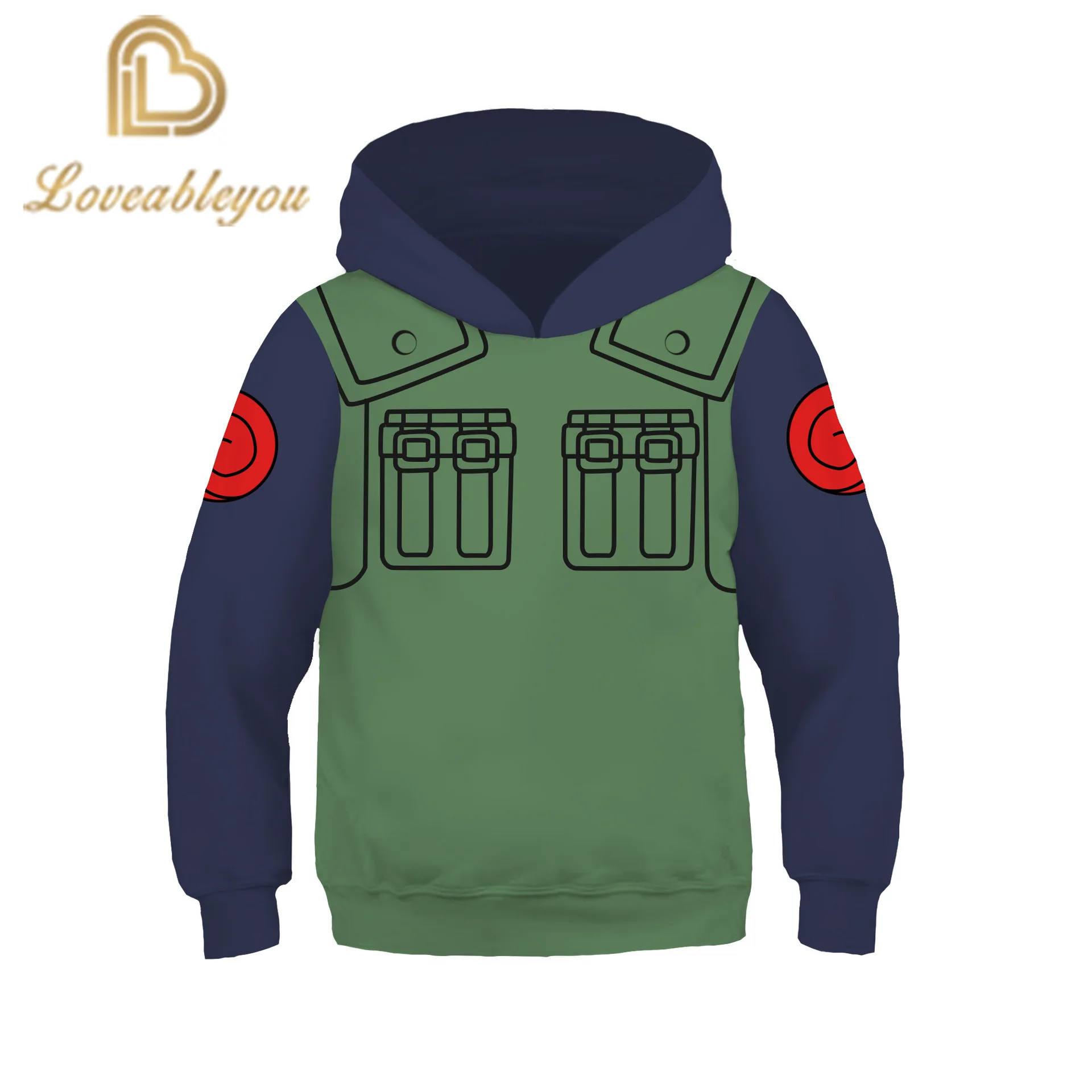 

Children Novelty Cosplay Costume Japanese Style Unisex Anime NARUTO Hoodies 3D Printed Jumper Pullovers Casual Loose Hooded Tops