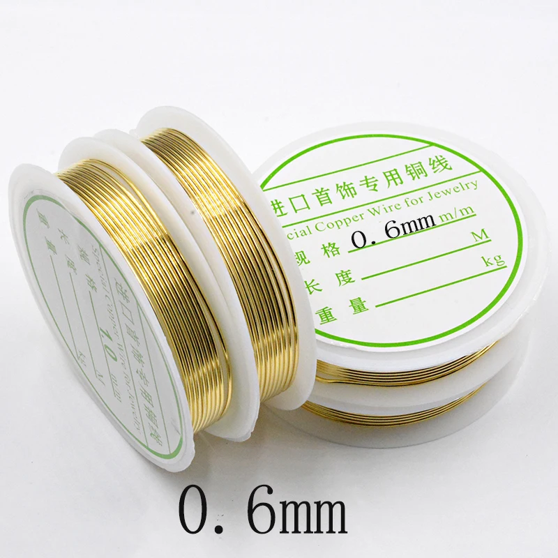 Gold-0.6mm-5M 0,25/0,3/0,4/0,5/0,6 мм 1 рулон сплава шнур Серебряные бусы Веревка Медь провода Бисер проволока для изготовления ювелирных изделий - Цвет: Gold-0.6mm-5M