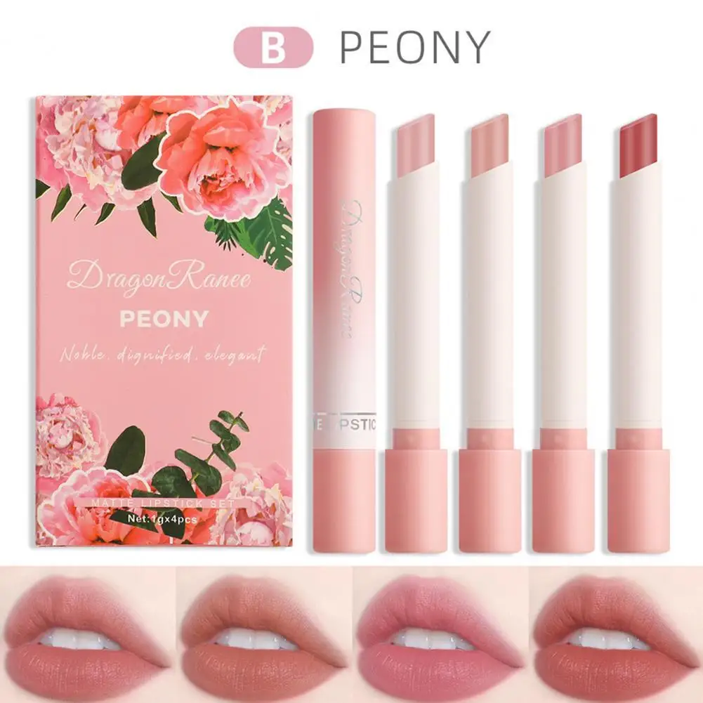 

4Pcs/Set Lipstick Cosmetic Cigarette Lip Stick Pen Lip Tint Cosmetics Cigarette Shape Not Dry Matte Lipstick