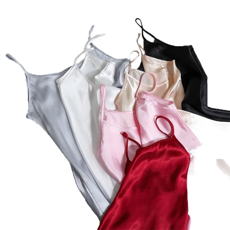 2021 New Nightdress Women's Summer Sexy Lace Edge Ice Style Women's Hot Slim Back Suspender Nightdress Sexy Sleepwear