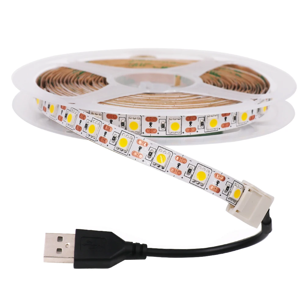 5V USB LED Strip Light 5050 SMD 60LED/m Flexible LED Tape Lights Strip TV Backlight Home Decoration 1M 2M 3M 4M 5M 30CM 50CM