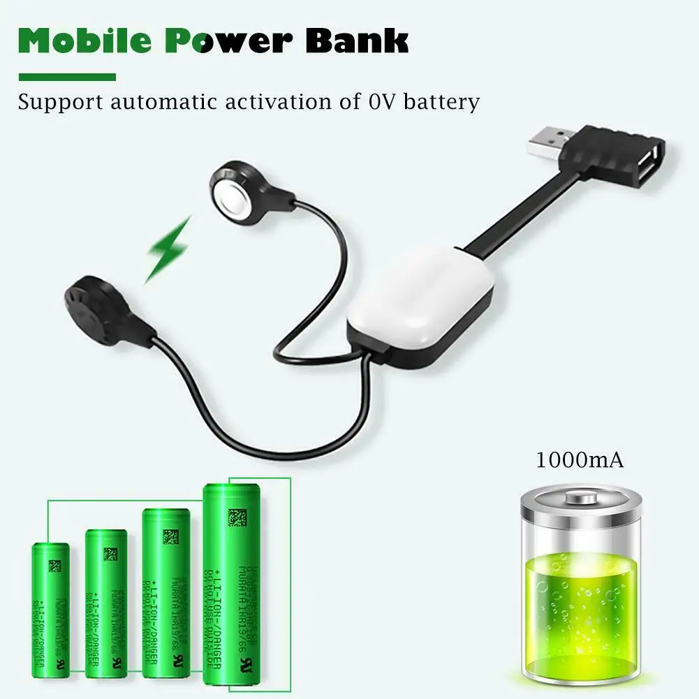 

New 18650 26650 22650 Li-Ion Portable Magnetic Battery USB Charger Cable 18.5cm