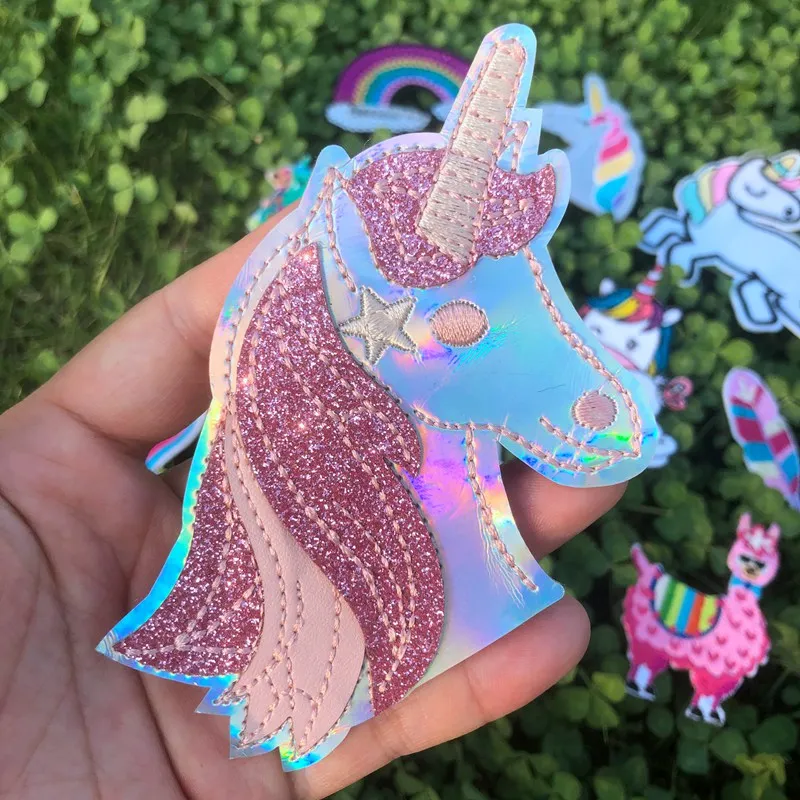 Сделай Сам мультфильм Единорог гладильная нашивка термо Стикеры для одежды на