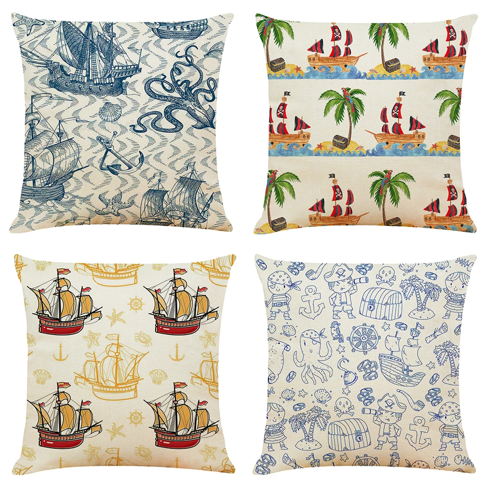 

Ocean Style Decoration Cushion Cover Navidad Throw Pillow Case funda cojin Home Sofa Couch Chair Back Seat Cover 45x45cm