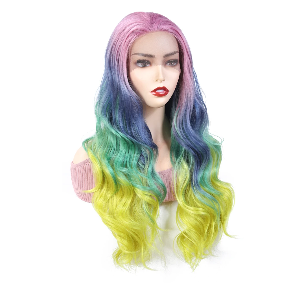 Синтетические волосы на кружеве волнистые синтетические парики X TRESS красочные