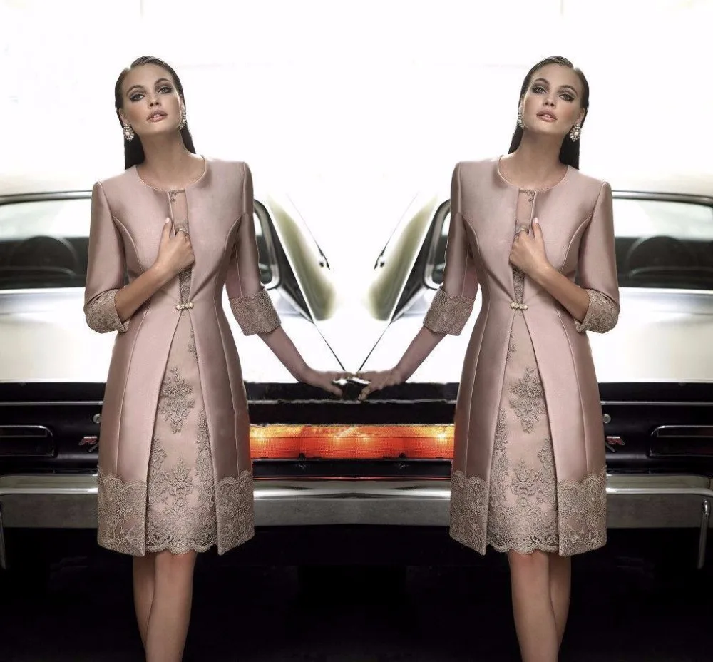 До колена для мамы невесты платья футляр с куртка аппликации кружево размера