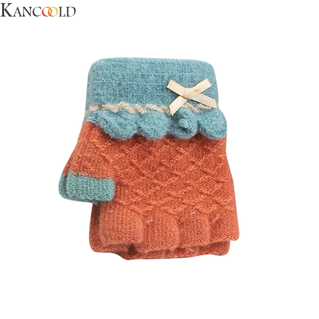 KANCOOLD модные зимние перчатки на пол пальца удобные вязаные варежки сохраняющие