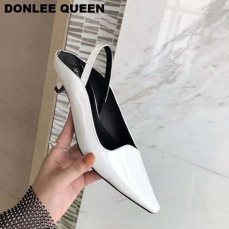 Модные весенние босоножки с ремешком на пятке Женские туфли лодочки Обувь острым