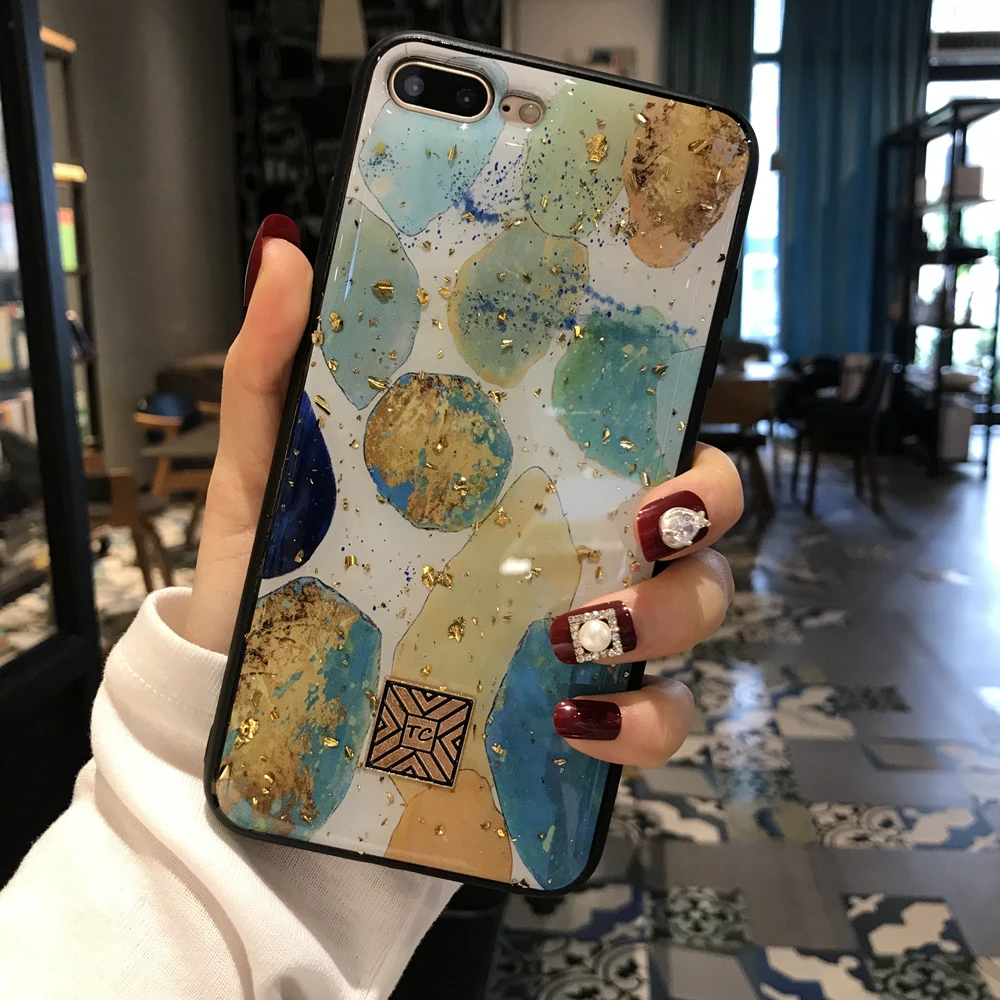 Золотой фольга мрамор Bling чехол для телефона для iPhone 11 pro XS Max XR X TPU гранитный чехол с геометрическим рисунком для iPhone 7 8 6 6s Plus блестящий чехол