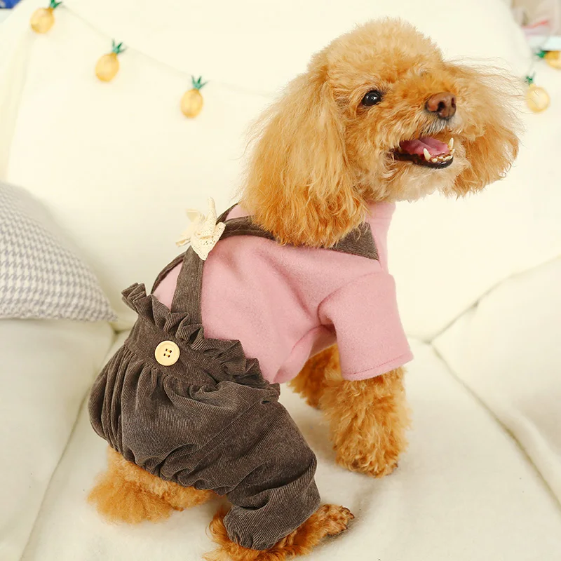 Комбинезоны для собак Осенний комбинезон собаки вельветовый девочки одежда