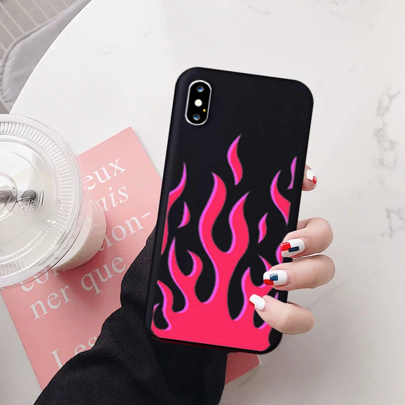 Модный чехол GYKZ для iPhone 7 11 Pro XR X XS MAX 8 6s Plus с рисунком огня мягкий силиконовый