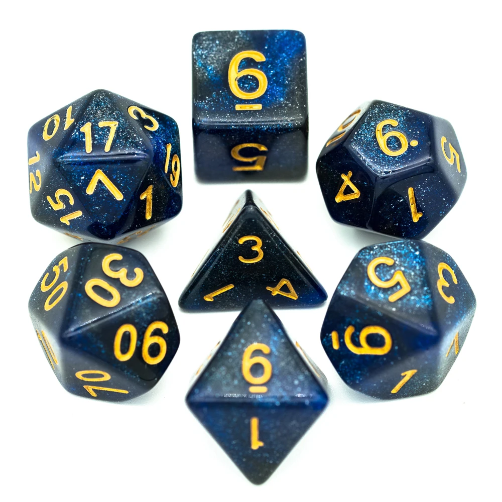 

Poludie 7Pcs/Set Starry Sky Series DND Dice Set D4 D6 D8 D10 D% D12 D20 Polyhedron Dice for Role Playing Board Game RPG MTG D&D
