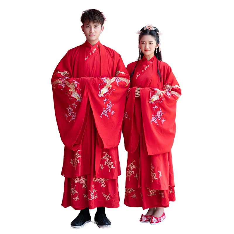 Новое осенне-зимнее китайское свадебное платье для пары Han/Tang/Wei Jin Dynasty