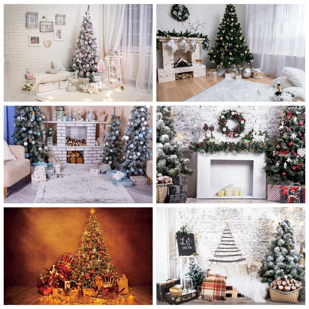 Рождественские фоны для фотосъемки декор вечевечерние в виде дерева серая