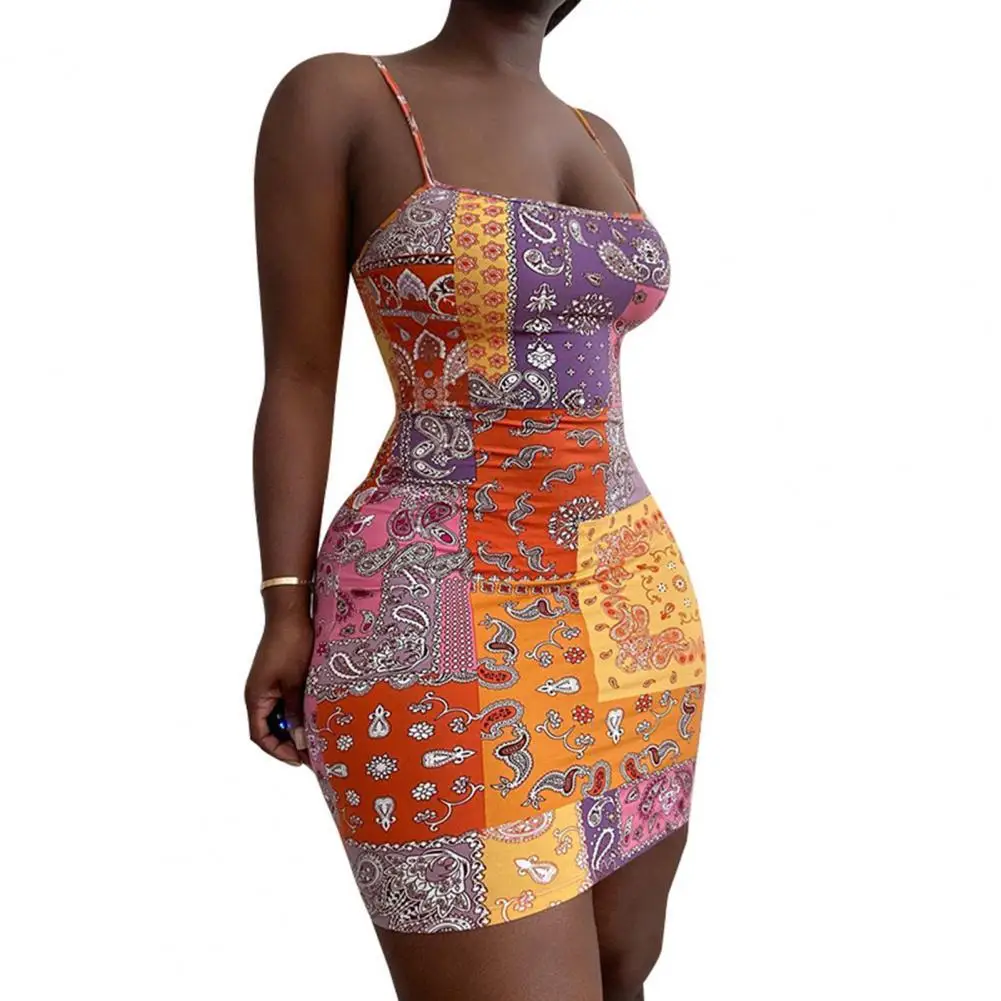 

80%HOT Women Dress Spaghetti Strap Sleeveless Polyester Sexy Slim Mini Dress for Summer