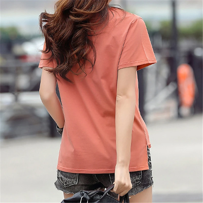 Новая Женская Классическая футболка женская с коротким рукавом и принтом